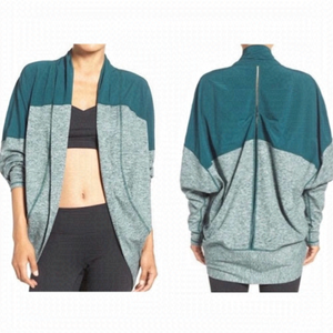 NWT-ZELLA-RELAXED Fit Cool Down Two Tone Cocoon Draped Active Cardigan
